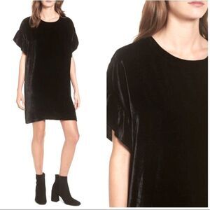 Current/Elliott The Janie Dress Black Velvet Shift Dress Size S